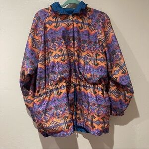 80s Retro Vtg. Reversible Abstract Windbreaker Jacket SM